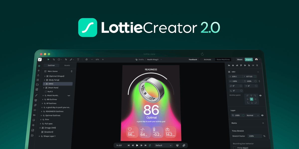 Lottie Creator 2.0 browser-based animation editor